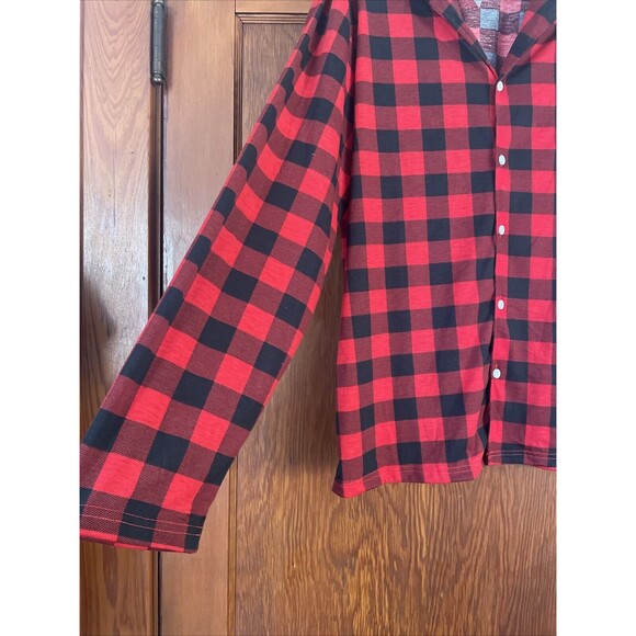 New Caretoo Red Plaid Flannel Print Light Button Up Shirt Men’s XL Black - Picture 4 of 8